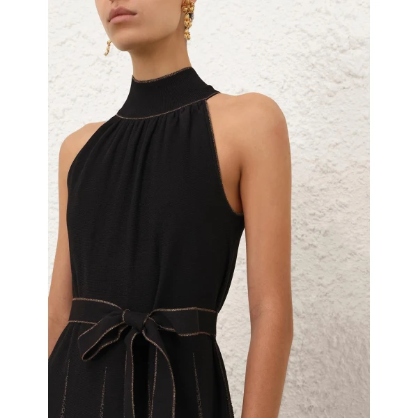 Zimmermann Valiant Metallic Halter Dress, view 6
