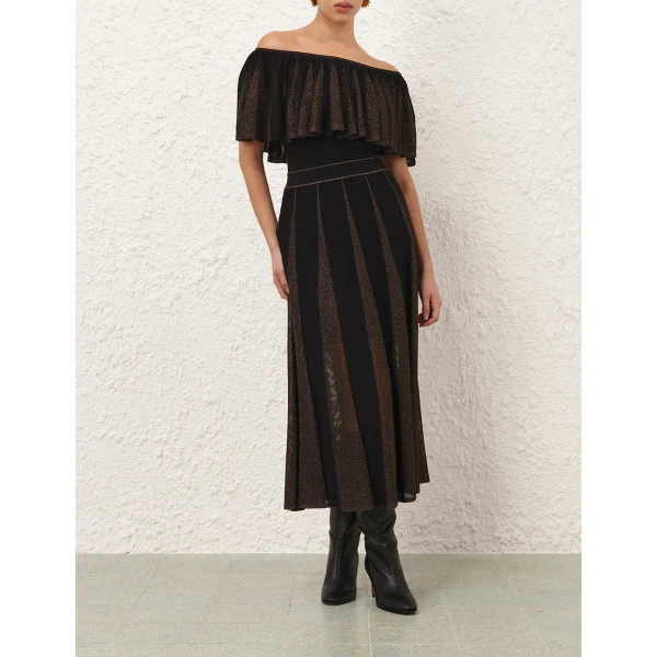 Zimmermann Valiant Metallic Midi Skirt, view 2