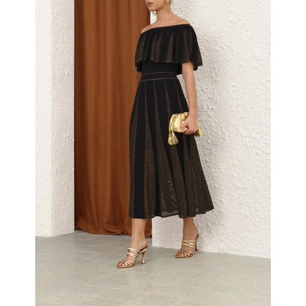 Zimmermann Valiant Metallic Midi Skirt, view 3