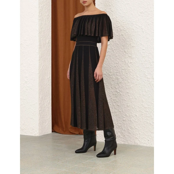 Zimmermann Valiant Metallic Midi Skirt, view 4