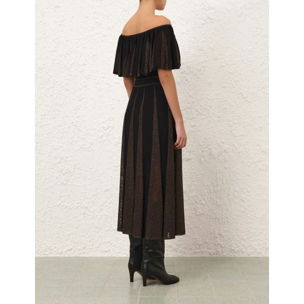 Zimmermann Valiant Metallic Midi Skirt, view 5