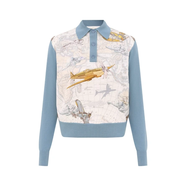 Zimmermann Valiant Printed Silk Polo Top