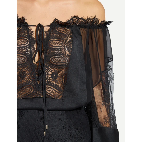 Zuhair Murad Chiffon Lace Blouse, view 5