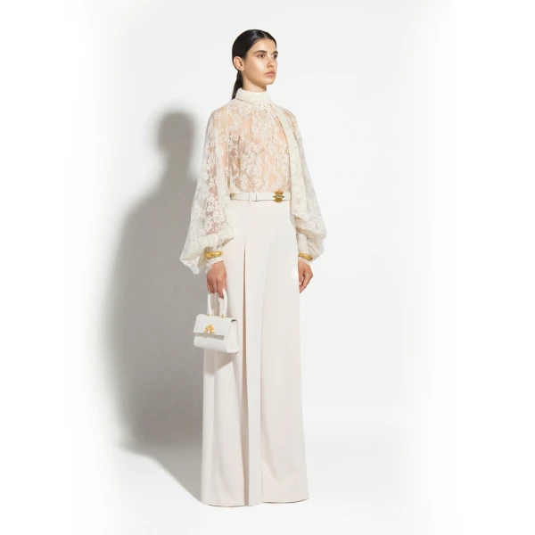 Zuhair Murad Georgette & Lace Blouse, view 3
