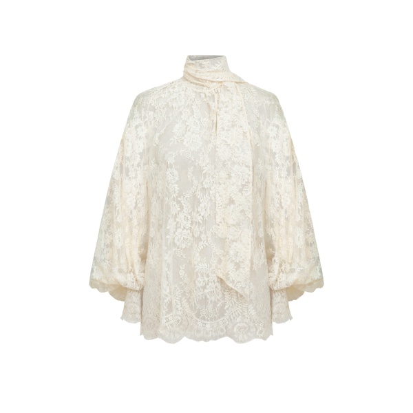 Zuhair Murad Georgette & Lace Blouse
