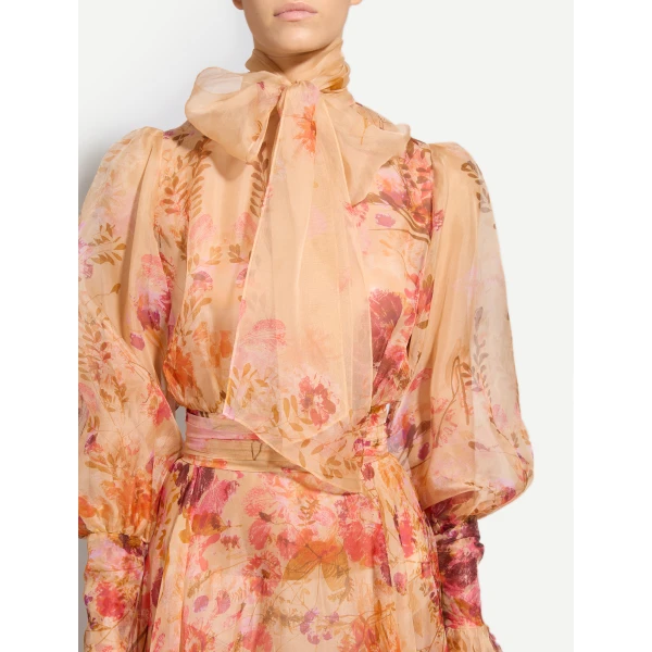 Zuhair Murad Organza Flowers Halter Dress, view 5