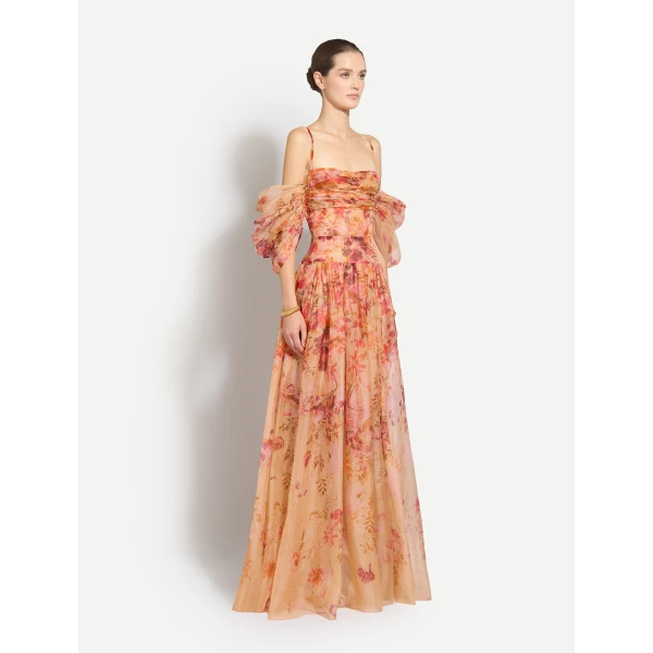 Zuhair Murad Organza Flowers Long Dress, view 3