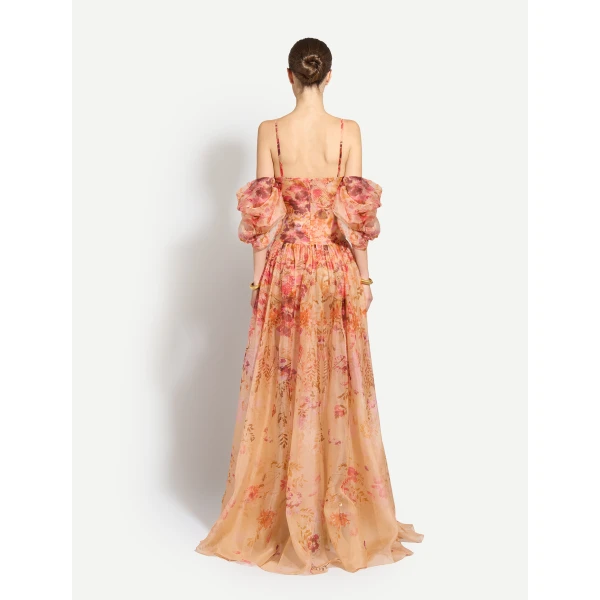 Zuhair Murad Organza Flowers Long Dress, view 4