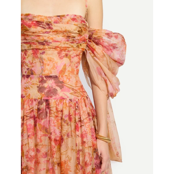 Zuhair Murad Organza Flowers Long Dress, view 5
