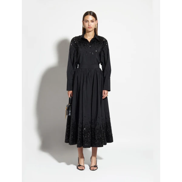 Zuhair Murad Taffeta Paillettes Midi Skirt, view 2
