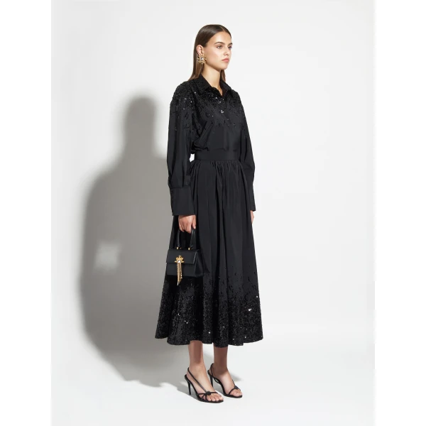 Zuhair Murad Taffeta Paillettes Midi Skirt, view 3