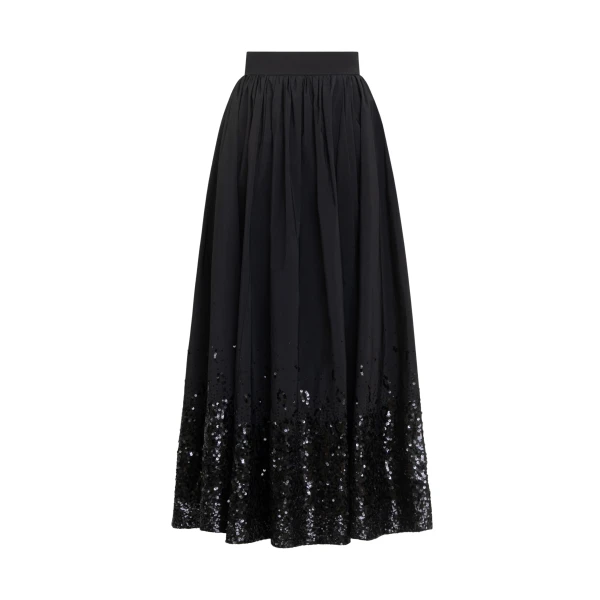 Taffeta Paillettes Midi Skirt