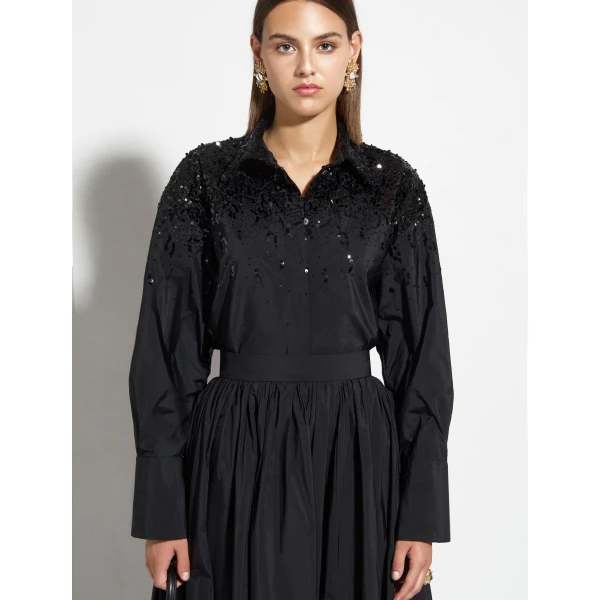 Zuhair Murad Taffeta Paillettes Shirt, view 5