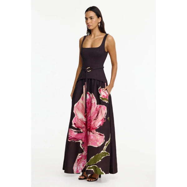 Acler Actonhill Maxi Dress in Garnet Magnolia, view 2