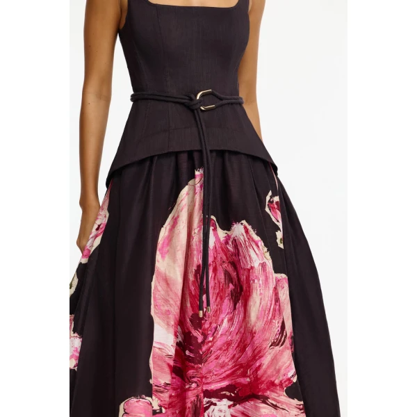 Acler Actonhill Maxi Dress in Garnet Magnolia, view 4