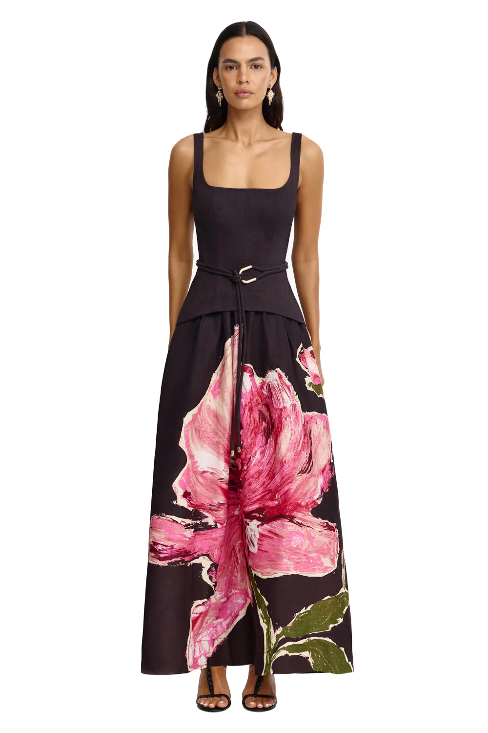 Acler Actonhill Maxi Dress in Garnet Magnolia, Multicolour Dresses