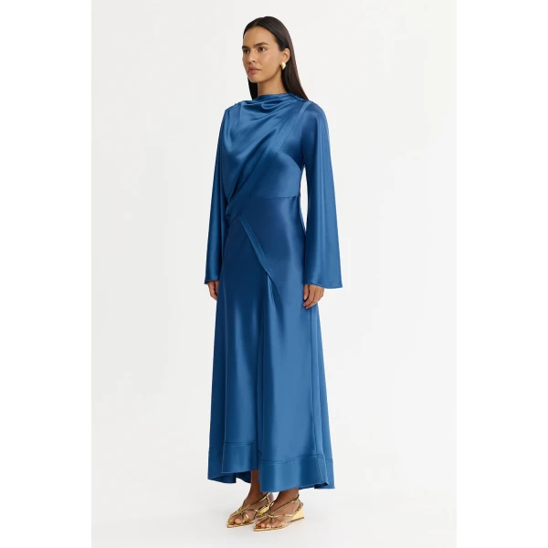 Acler Blaina Midi Dress in Deep Sapphire, view 3