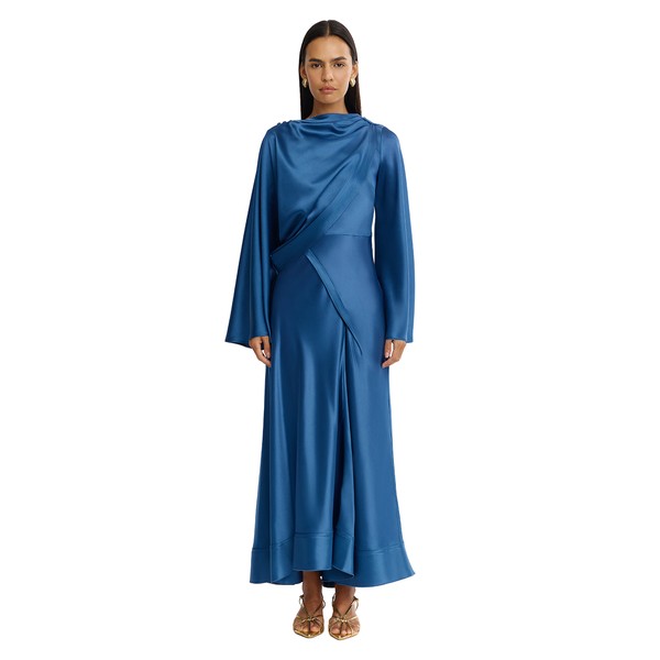 Acler Blaina Midi Dress in Deep Sapphire