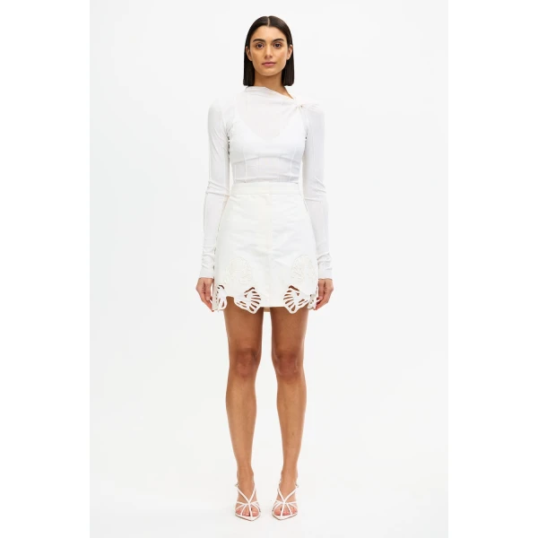 Acler Blairhall Mini Skirt in Ivory, view 5