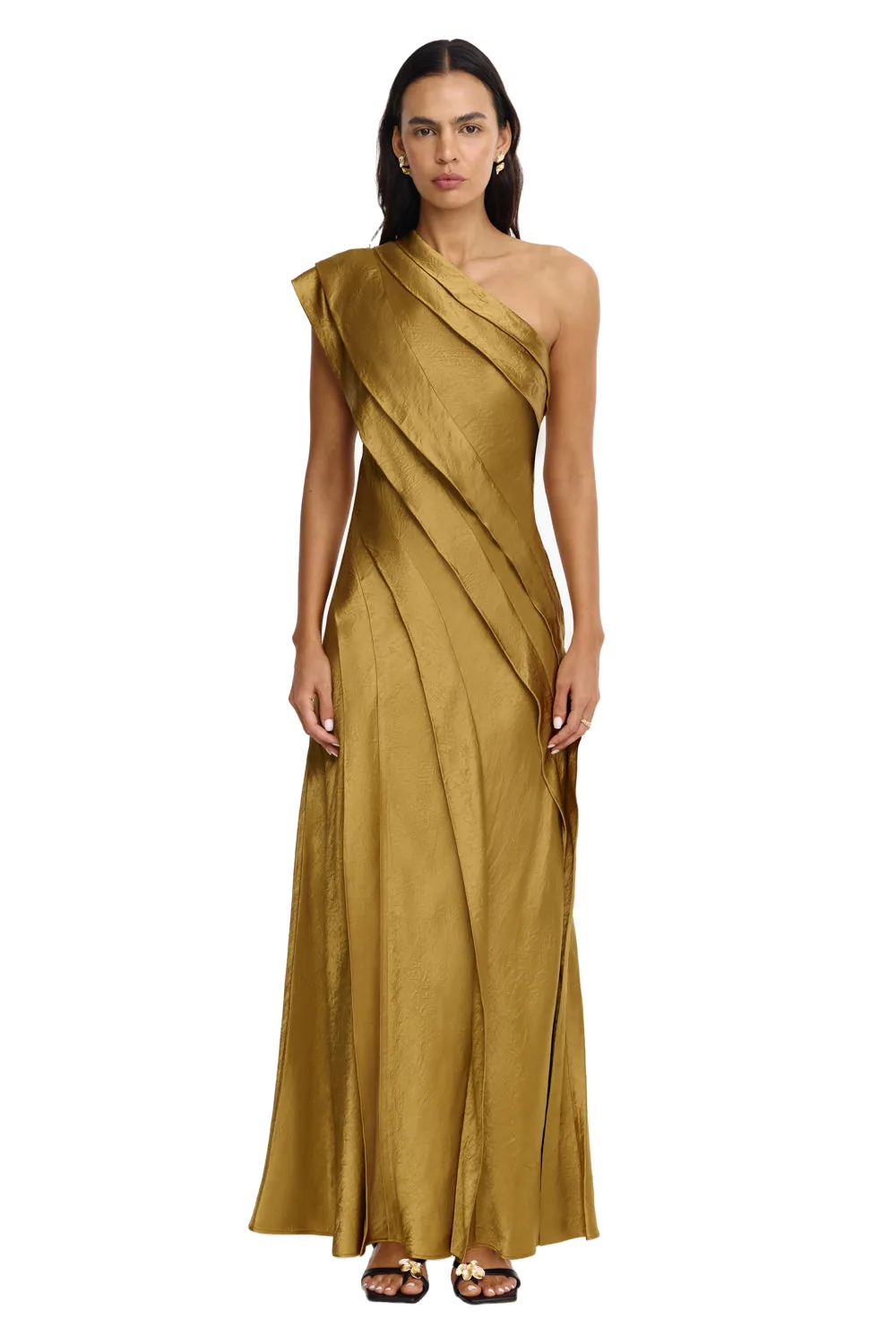 Acler Blenfleet Maxi Dress in Brass, Metallic Dresses