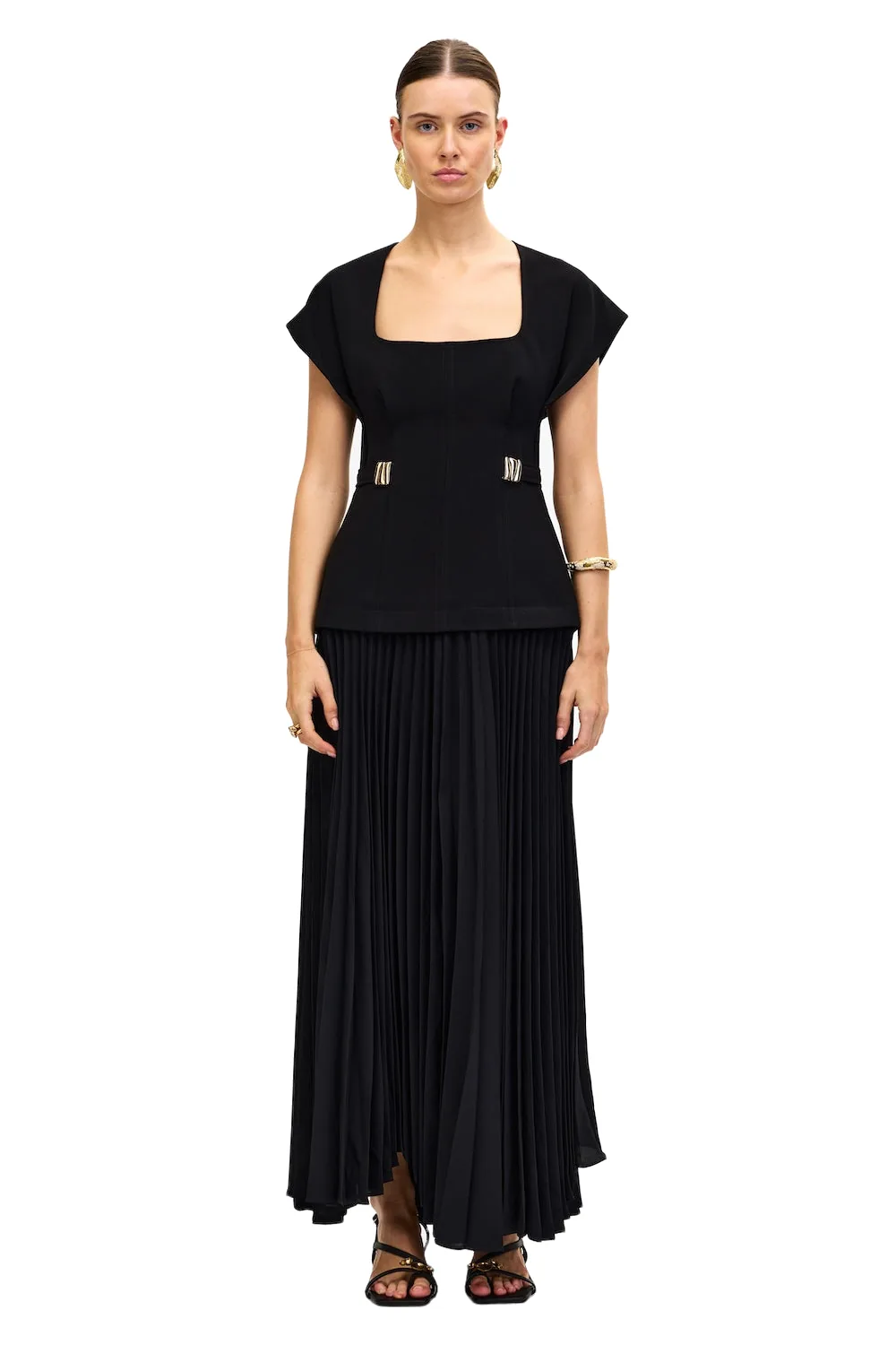 Acler Bollow Maxi Dress in Black, Black Dresses