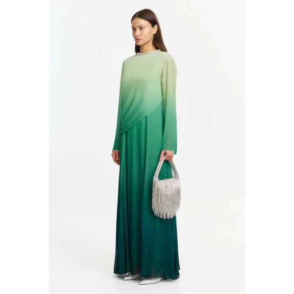 Acler Bridle Maxi Dress in Emerald Ombre, view 2