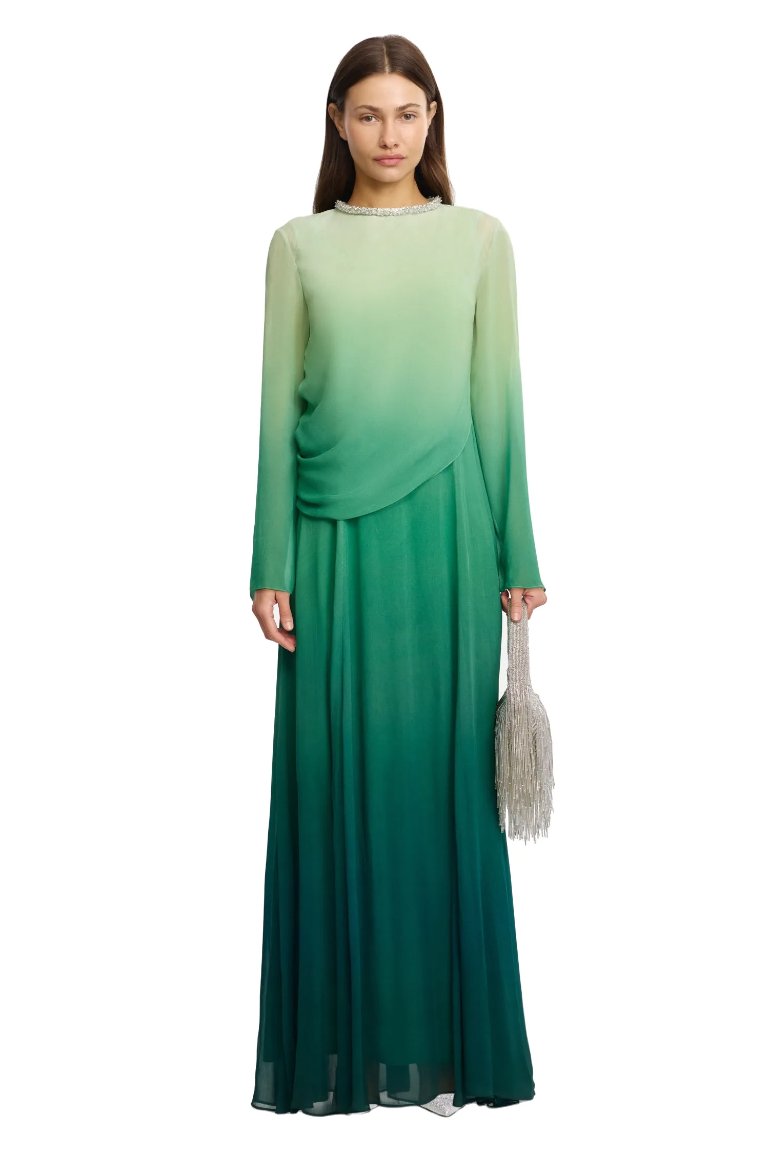 Acler Bridle Maxi Dress in Emerald Ombre, Multicolour Dresses