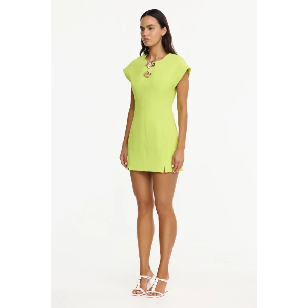 Acler Brit Mini Dress in Citron, view 2