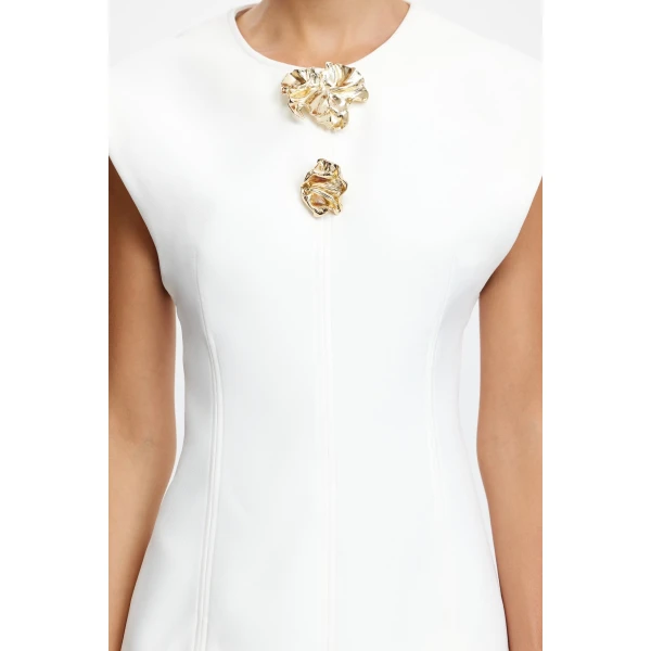 Acler Brit Mini Dress in Ivory, view 4