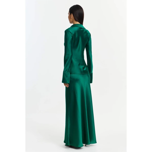 Acler Brosa Maxi Skirt in Deep Emerald, view 3
