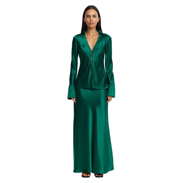 Acler Brosa Maxi Skirt in Deep Emerald