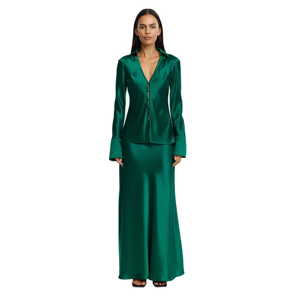 Acler Brosa Maxi Skirt in Deep Emerald
