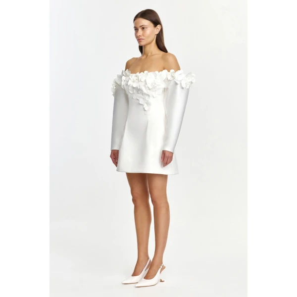 Acler Bunen Mini Dress in Ivory, view 2