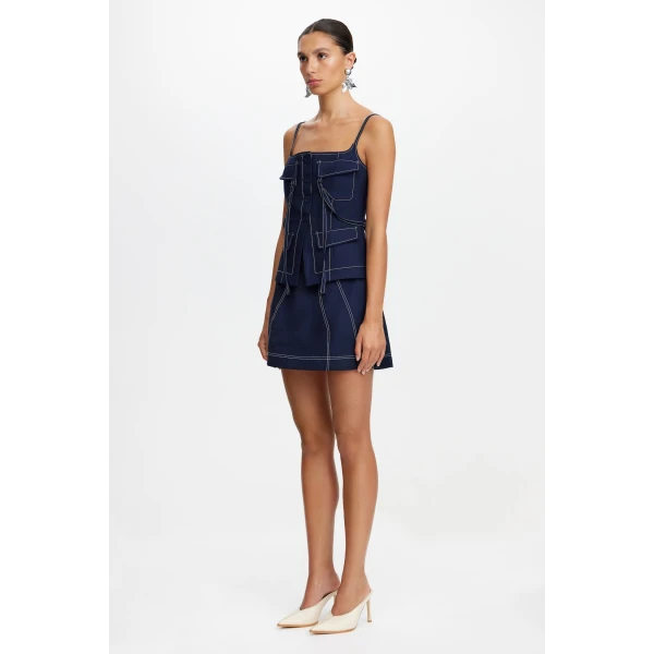 Acler Burwell Mini Skirt in Deep Sapphire, view 2