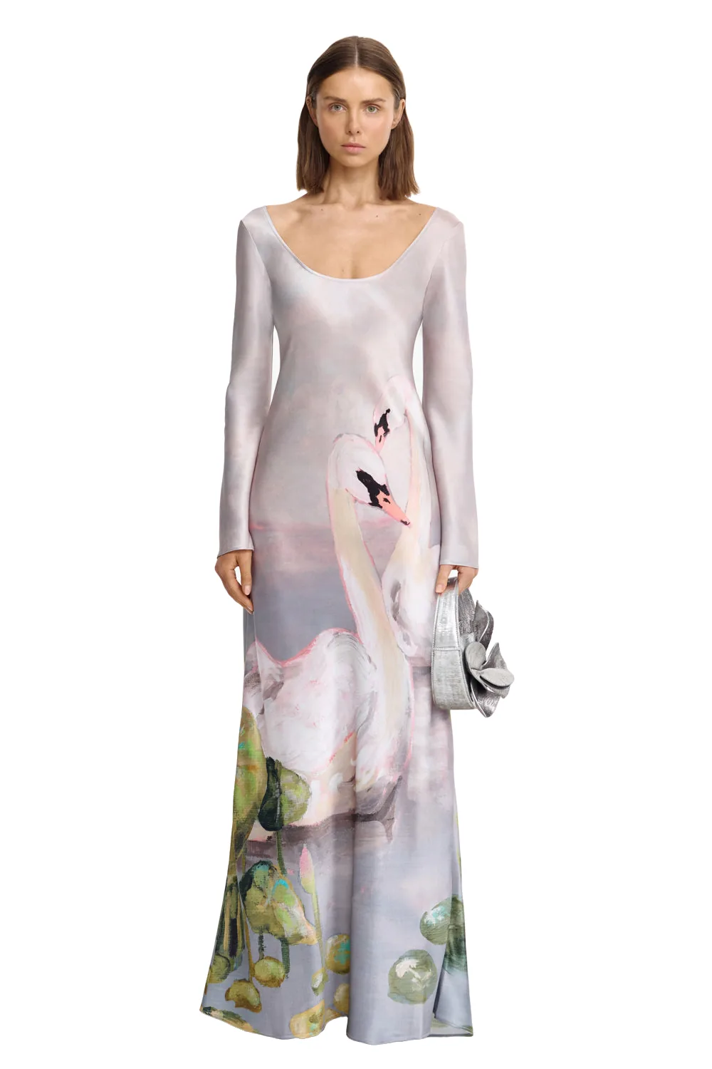 Acler Callaly Maxi Dress in Swan Song, Multicolour Dresses