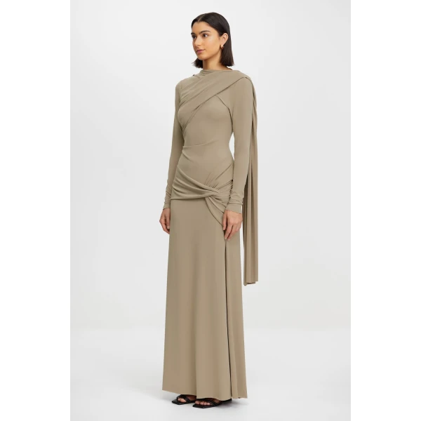 Acler Catherinson Maxi Dress in Oat Latte, view 3