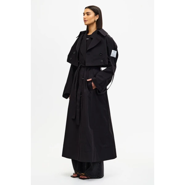 Acler Conford Trench in Black Coat, view 3