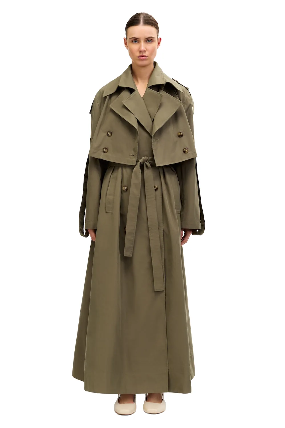 Acler Conford Trench in Pecan, Green Coats