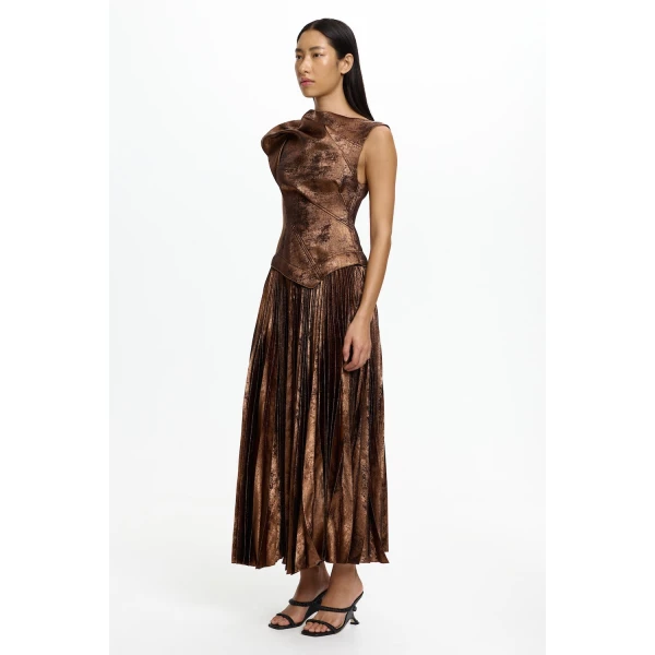 Acler Cornmore Midi Dress in Bronze, view 2