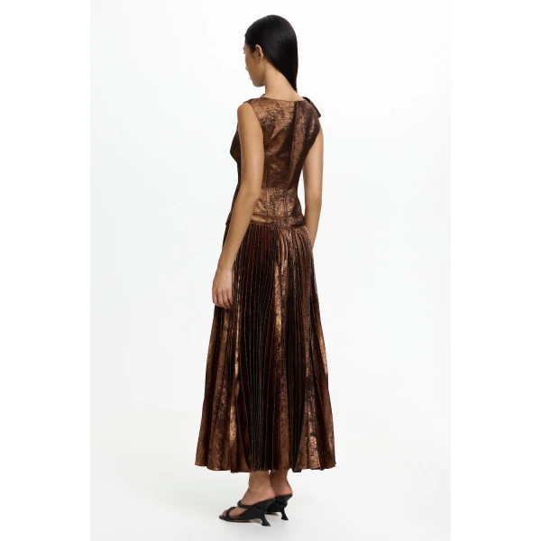 Acler Cornmore Midi Dress in Bronze, view 3