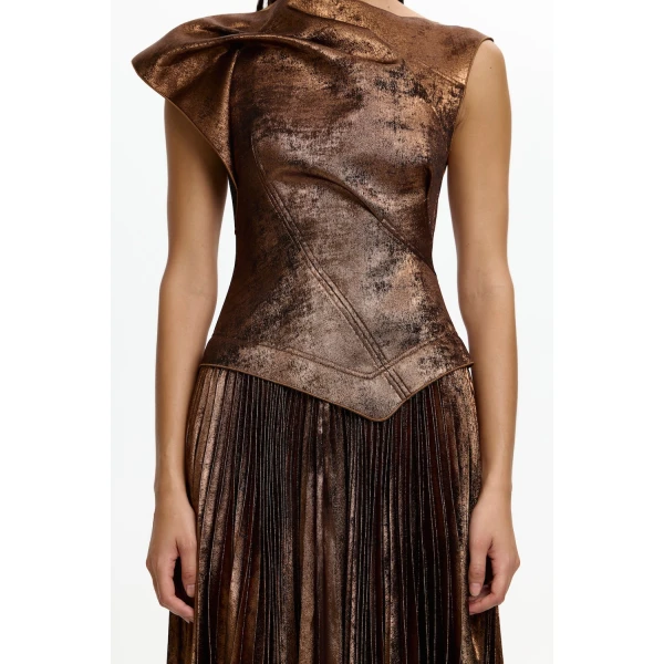 Acler Cornmore Midi Dress in Bronze, view 4