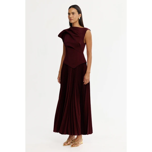 Acler Cornmore Midi Dress in Mahogany, view 2