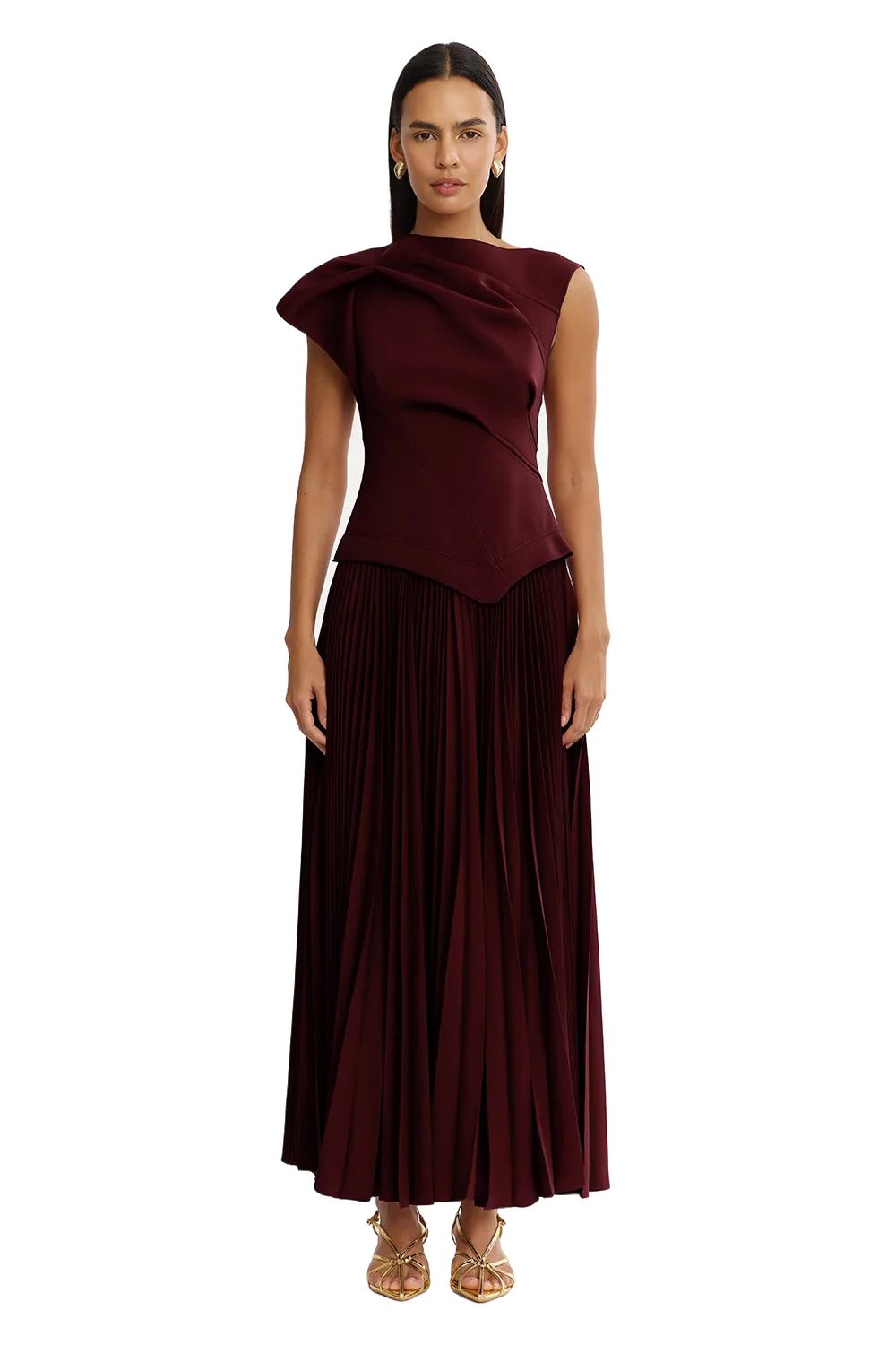 Acler Cornmore Midi Dress in Mahogany, Red Dresses