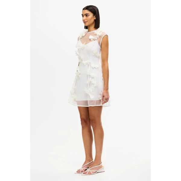 Acler Croanford Mini Dress in Ivory, view 2