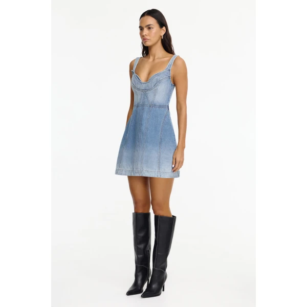 Acler Dartmeet Mini Dress in Indi Wash, view 2