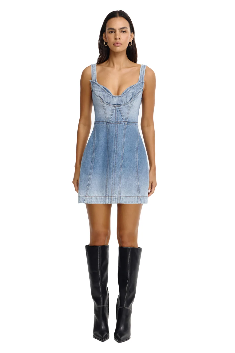 Acler Dartmeet Mini Dress in Indi Wash, Blue Dresses