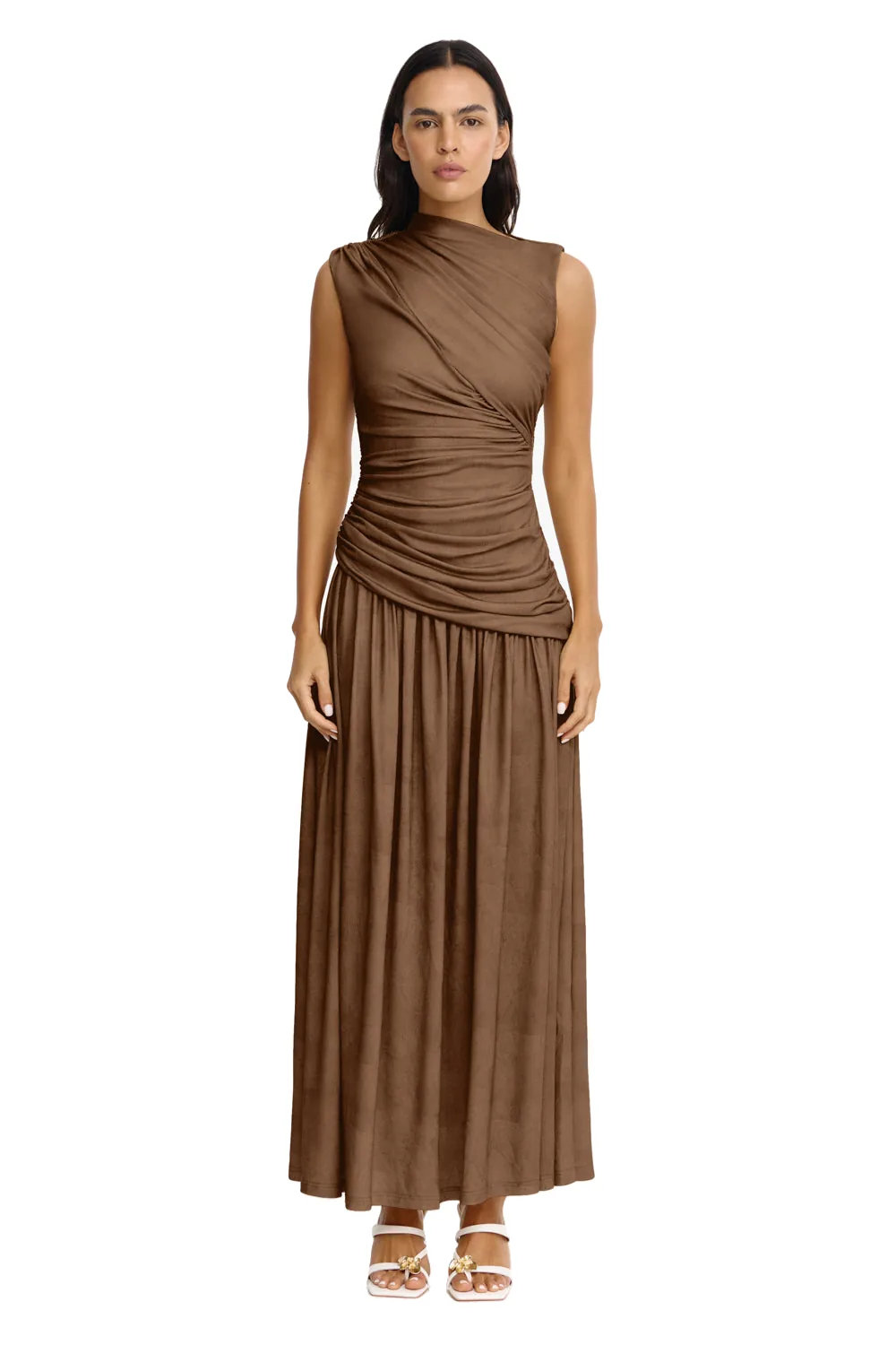 Acler Deanhill Maxi Dress in Sepia, Beige Dresses