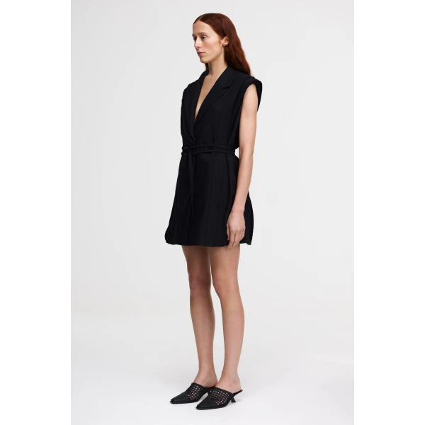 Acler Dodlee Vest Dress in Black, view 2