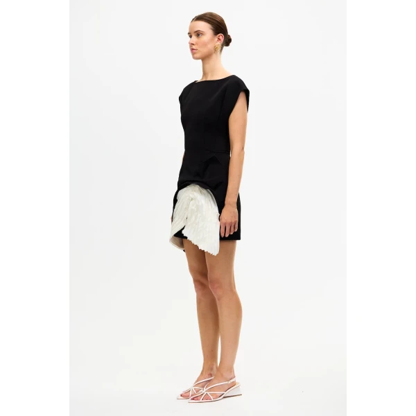 Acler Droxford Mini Dress in Black & Ivory, view 2