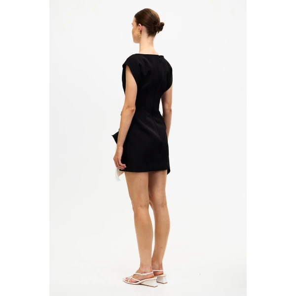 Acler Droxford Mini Dress in Black & Ivory, view 3